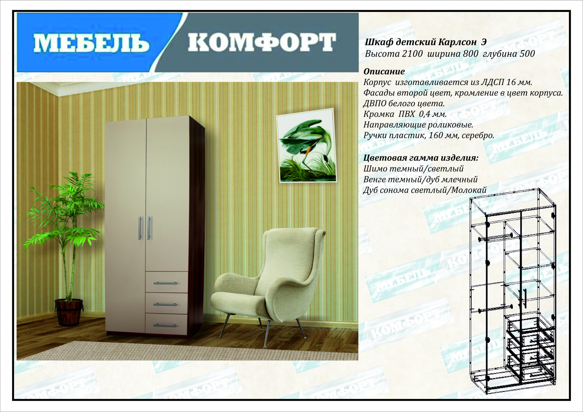 Шкаф детский Карлсон Э